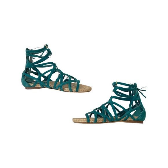 Miu Miu Green Suede Raffia Sole Sandals size 38 /AZI - Picture 2 of 8